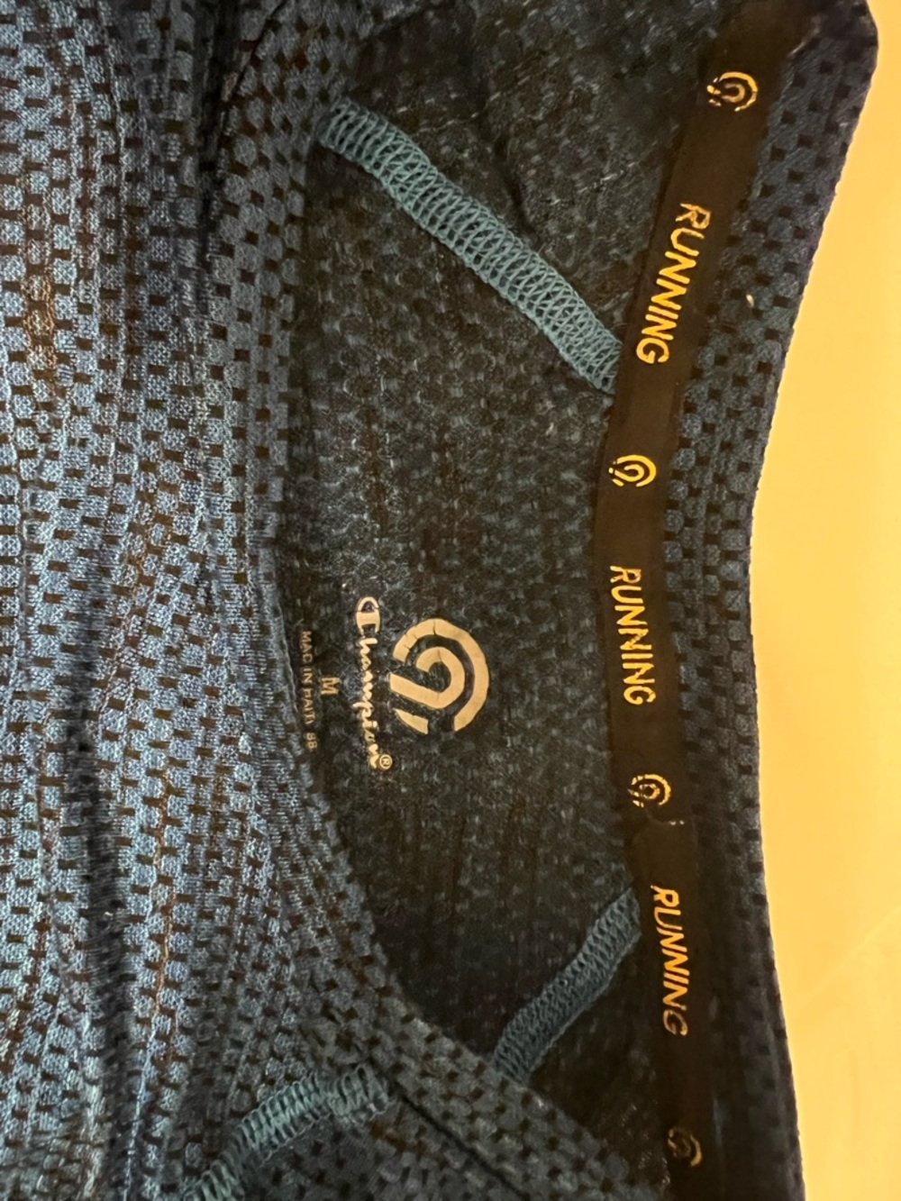 Champion Navy Blue Mesh Running Tank with Yellow Accents